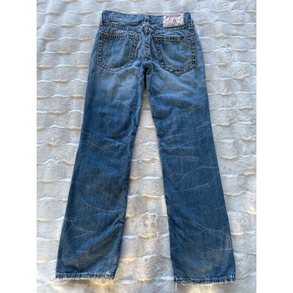 š„True Religion Section Straight Leg Holes Ripped Distressed Grunge Men Jeans 32 - Picture 4 of 16
